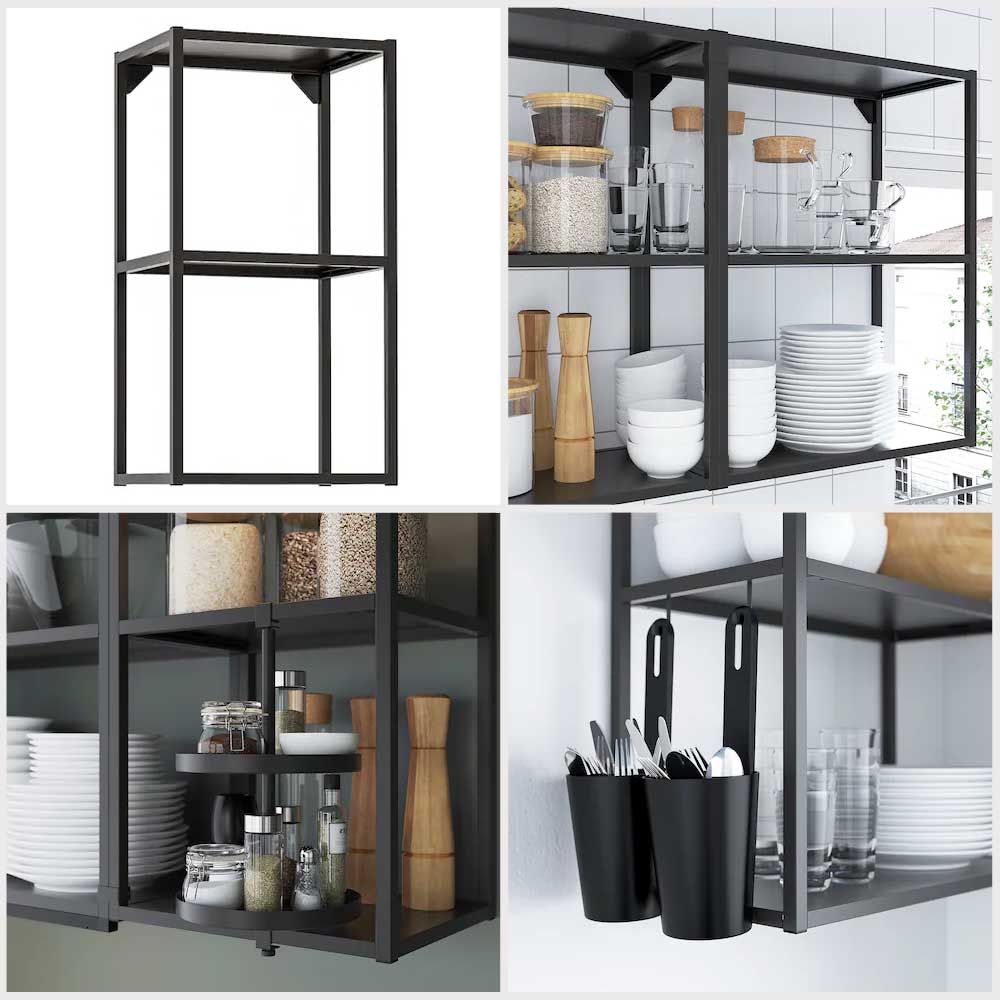 Ikea ENHET wall fr w shelves anthracite 40x30x75 cm