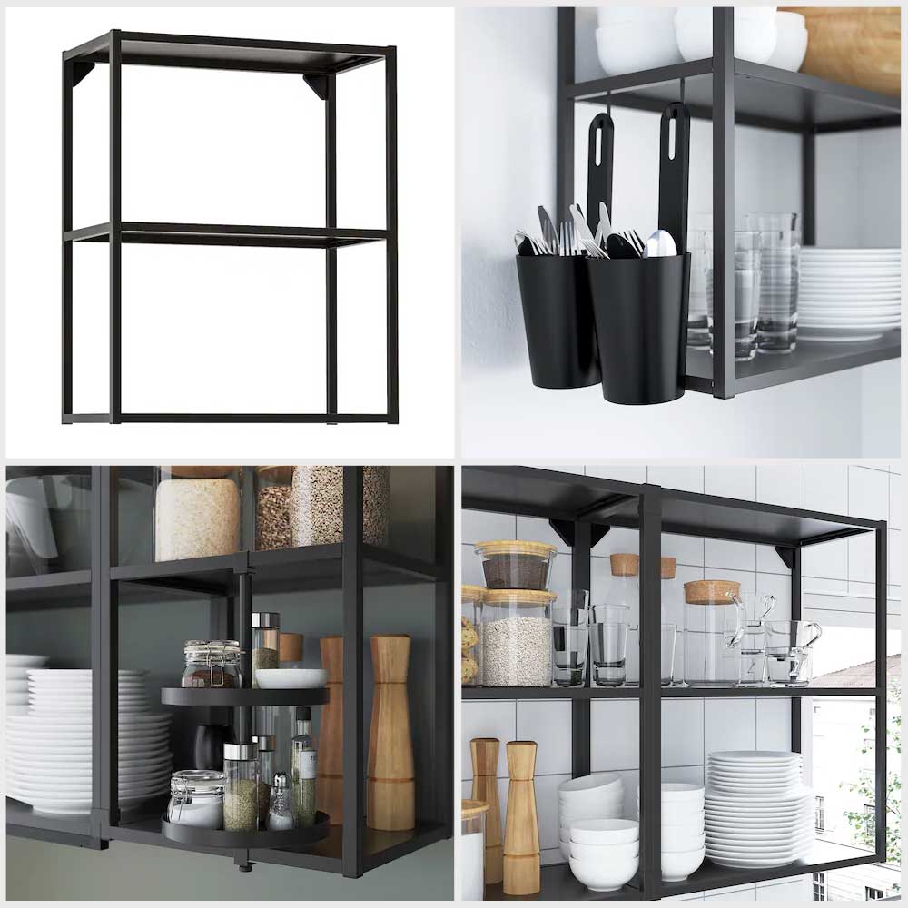 Ikea ENHET wall fr w shelves anthracite 60x30x75 cm