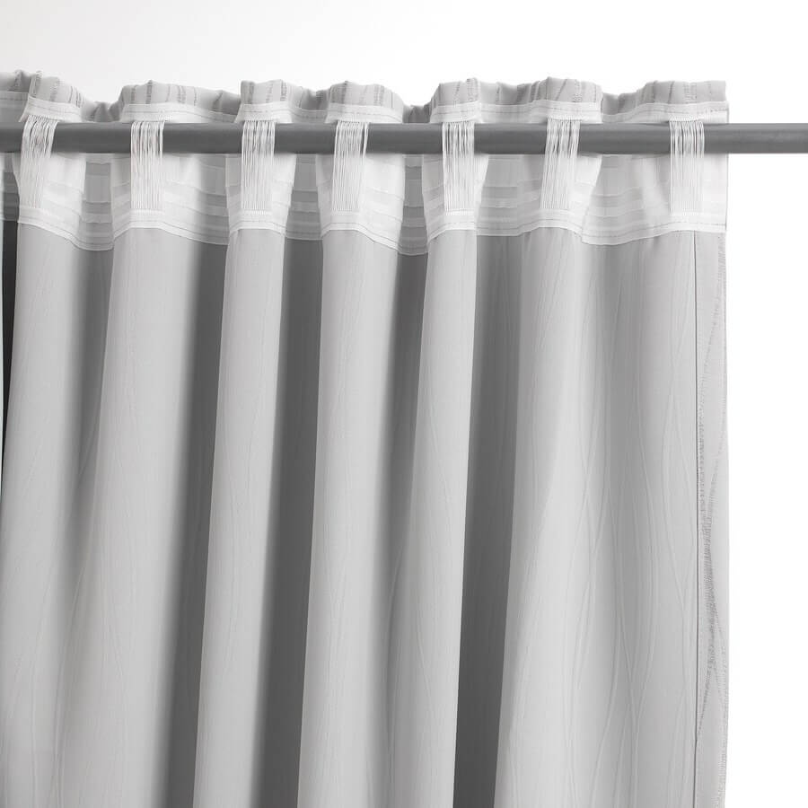 IKEA Flacklilja Room Darkening Curtains, 1 Pair, Grey-Stripe 145X250 cm