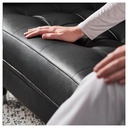IKEA LANDSKRONA Three-Seat Sofa Real Leather, Grann, Bomstad Black-Wood