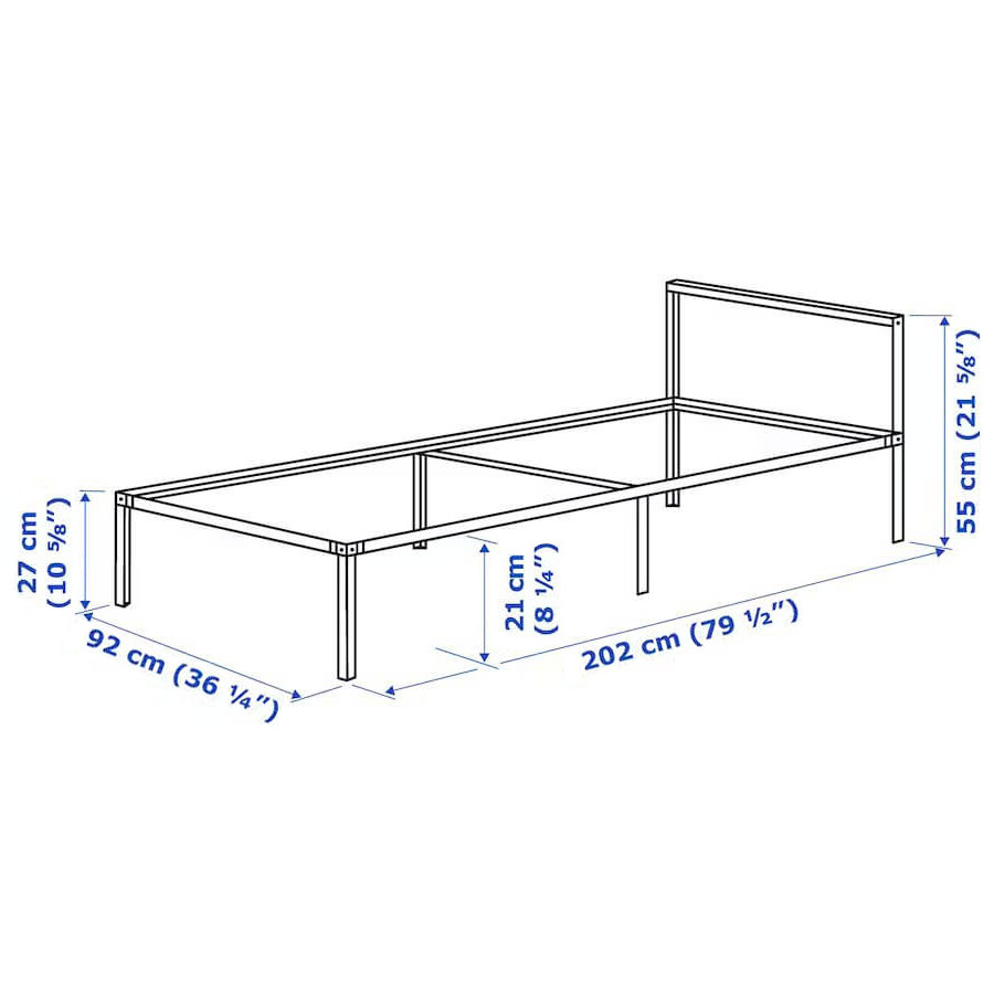 IKEA Grimsbu Bed Frame, White, Luröy,Single Bed,90X200cm-