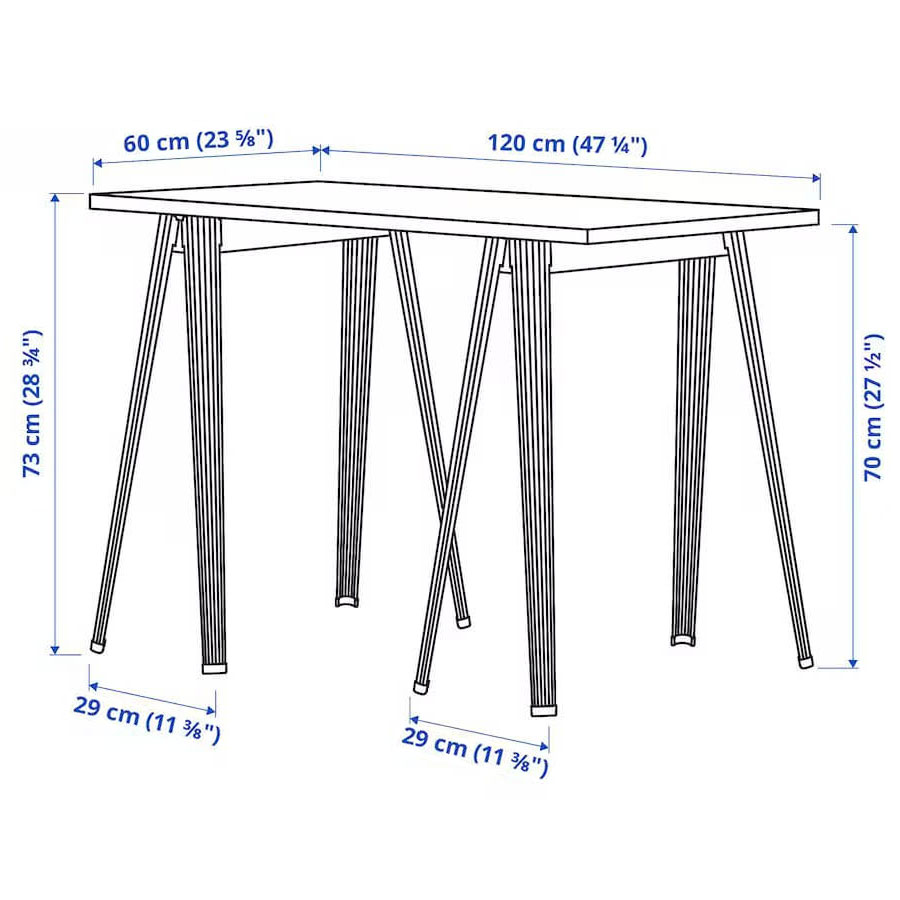 IKEA LAGKAPTEN Desk White Stained Oak Effect-Dark Grey 120X60 cm