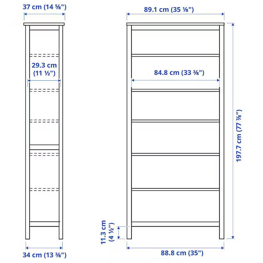 IKEA HEMNES Bookcase, Light Brown Size 90X198 cm