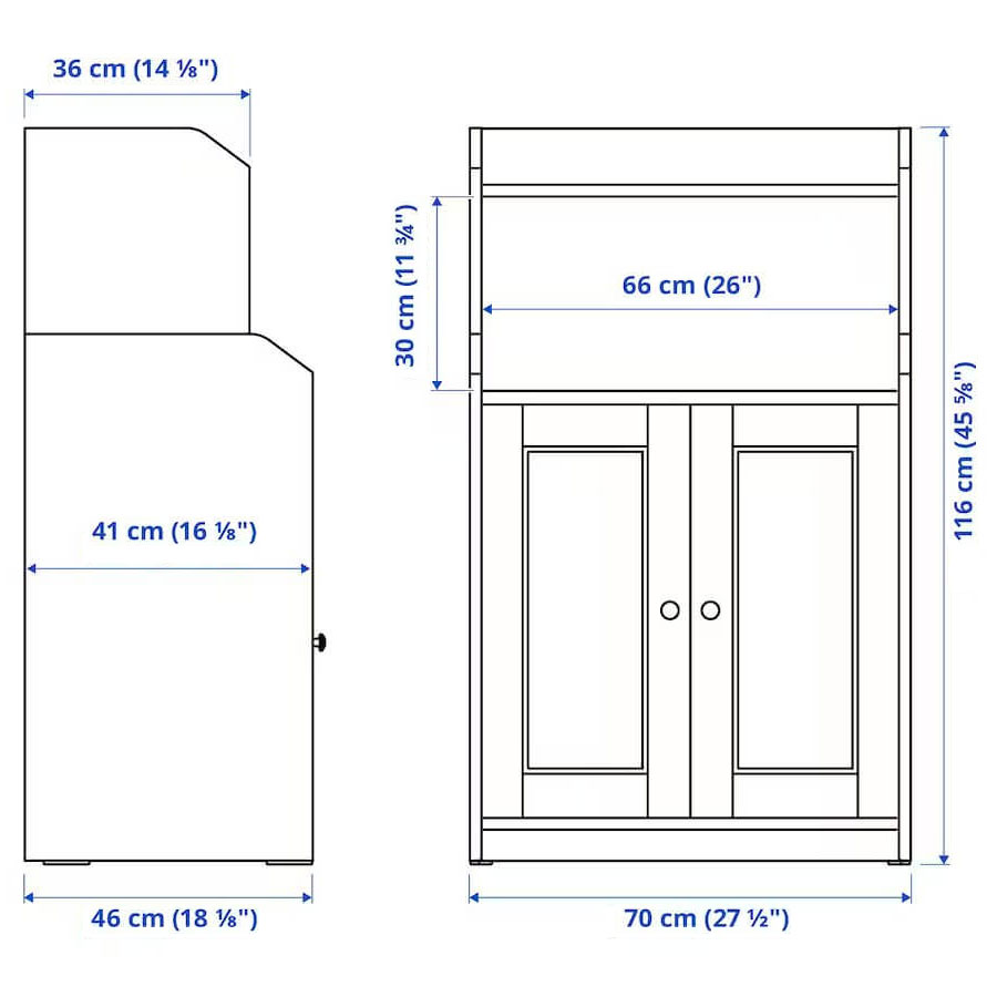 IKEA HAUGA Cabinet with 2 Doors White 70X116 cm