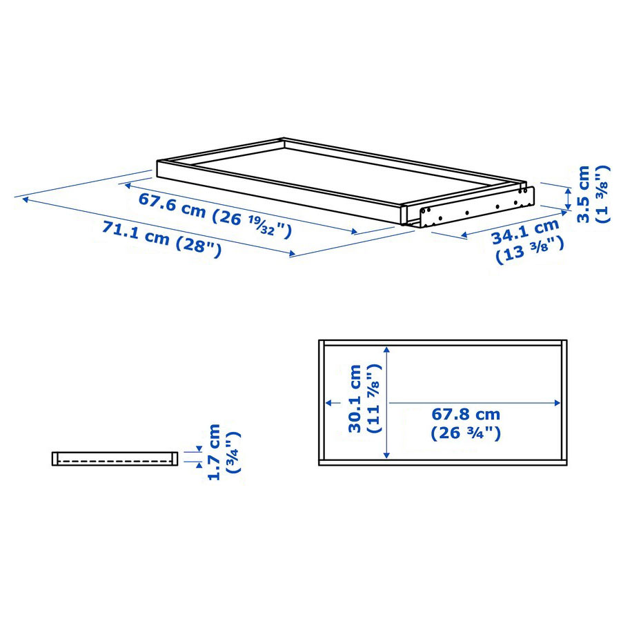 IKEA KOMPLEMENT Pull-out  Tray White 75X35 cm