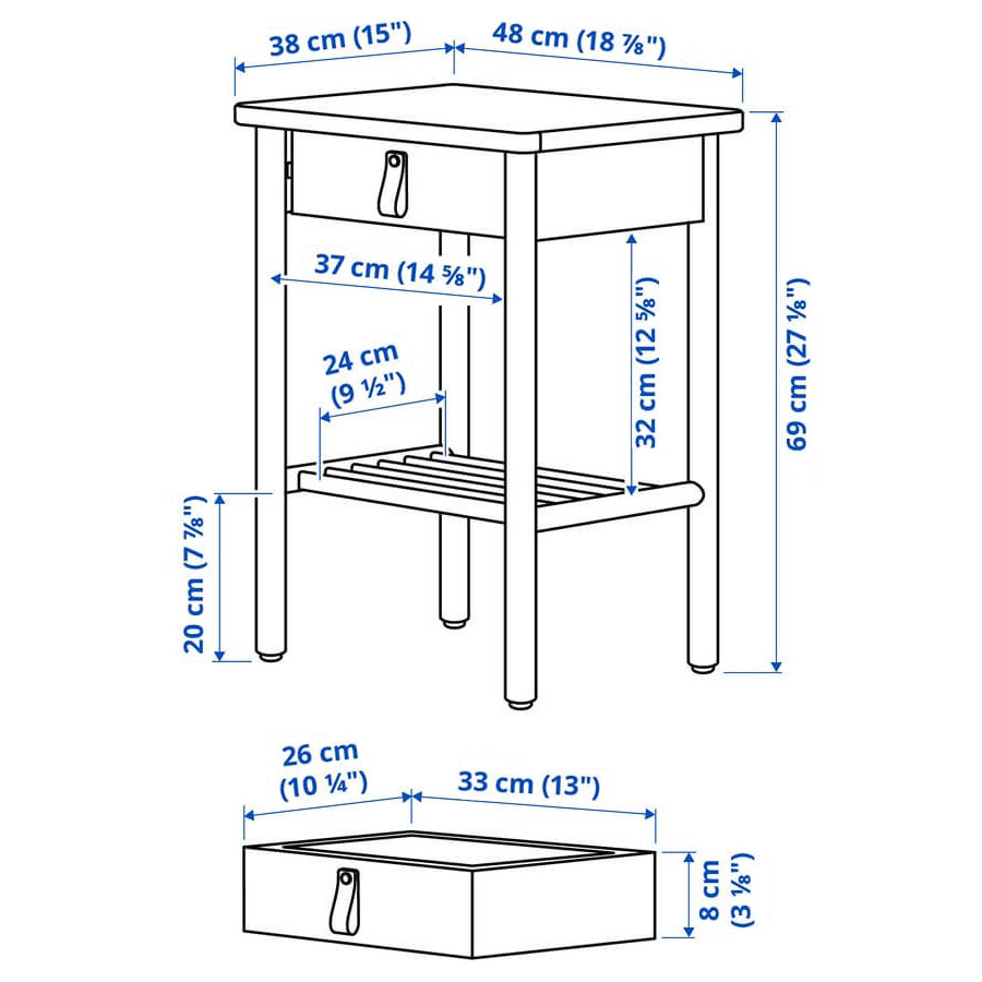 IKEA Bjarksnas Bedside Table, Birch-