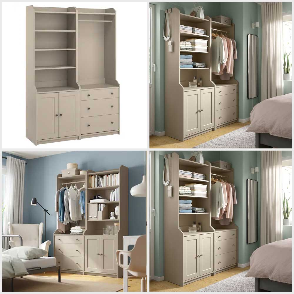 Ikea HAUGA Storage combination beige 139x46x199 cm