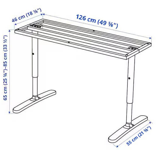 BEKANT Underframe for Table Top, White, 140X60 cm