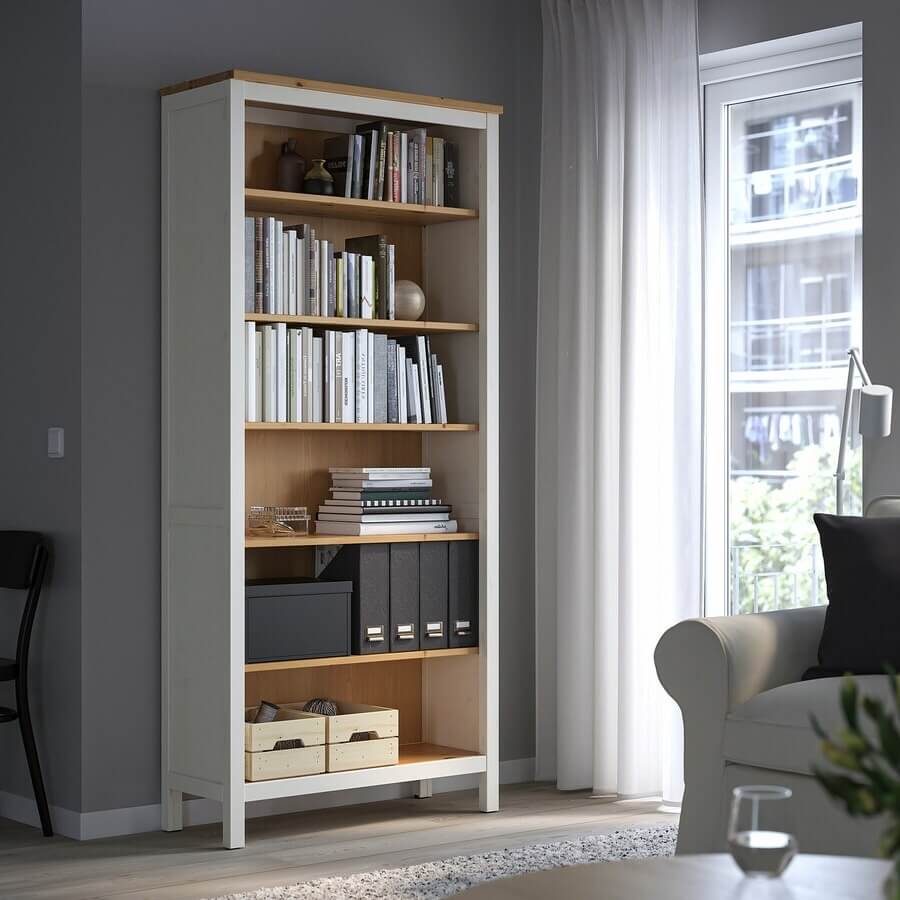 IKEA HEMNES Bookcase, White Stain-Light Brown 90X198 cm