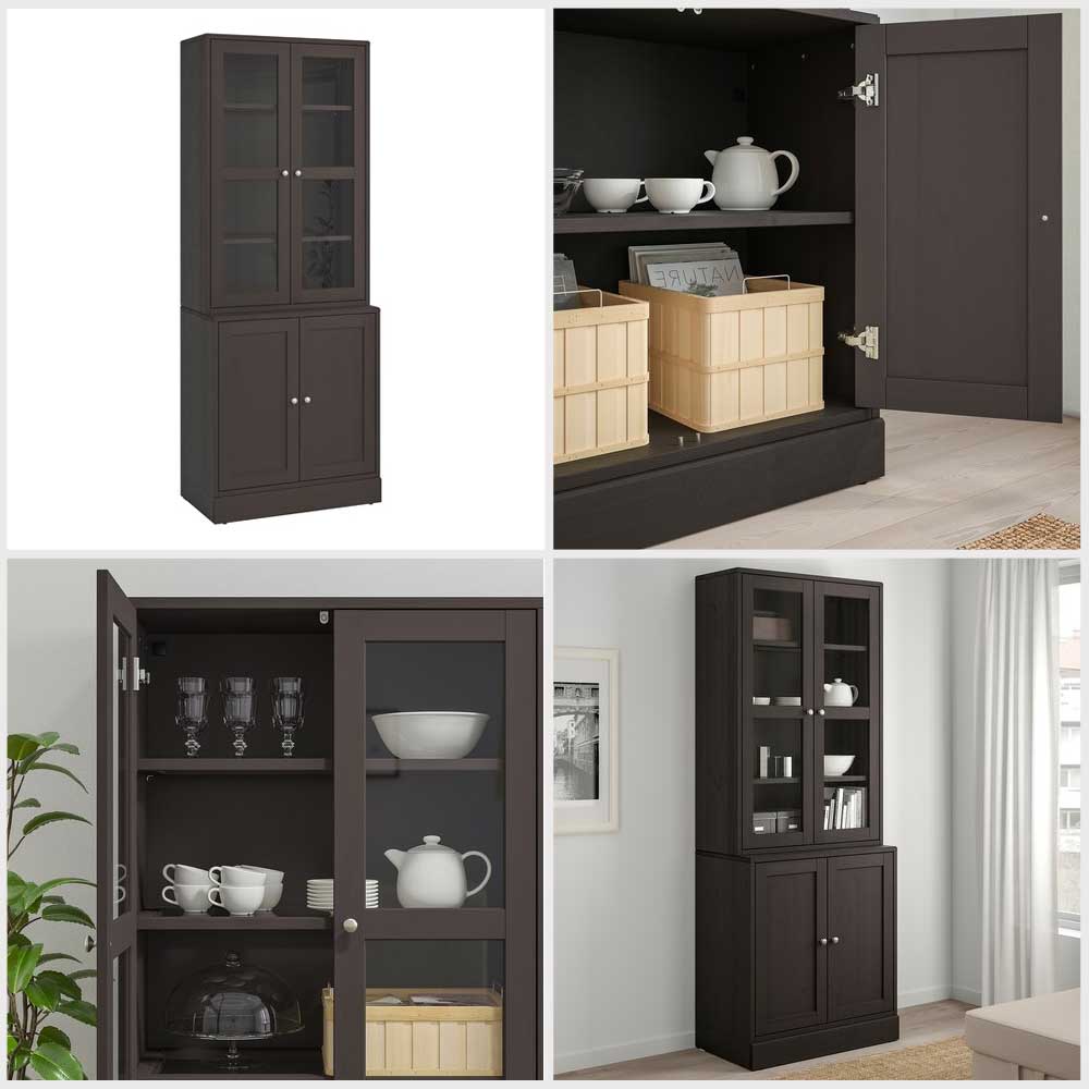 Ikea HAVSTA Storage combination w glass-doors dark brown 81x47x212 cm