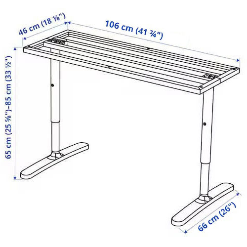 BEKANT Underframe for Table Top, White, 120X80 cm
