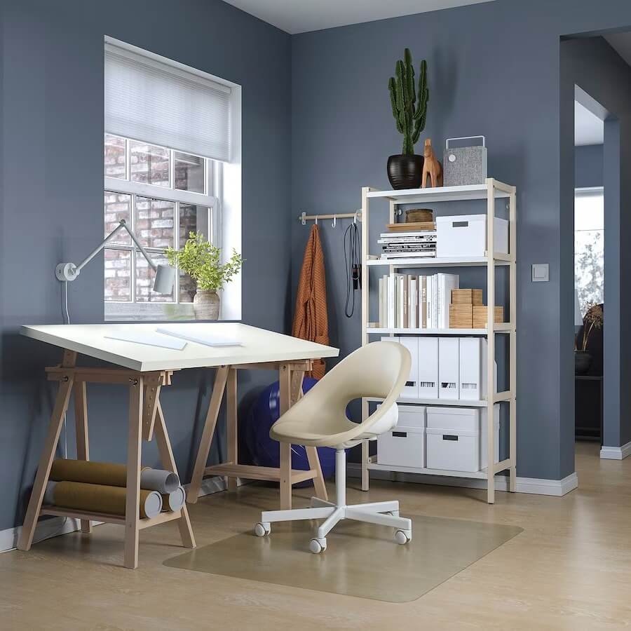 IKEA LAGKAPTEN - MITTBACK Desk White, Birch 140X60 cm