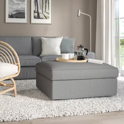 Ikea KIVIK footstool with storage Tibbleby beige/grey