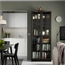 Ikea BILLY / OXBERG bookcase with glass doors dark brown oak effect 80x30x202 cm