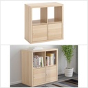 Ikea KALLAX Shelving unit with doors white stained oak effect 77x77 cm