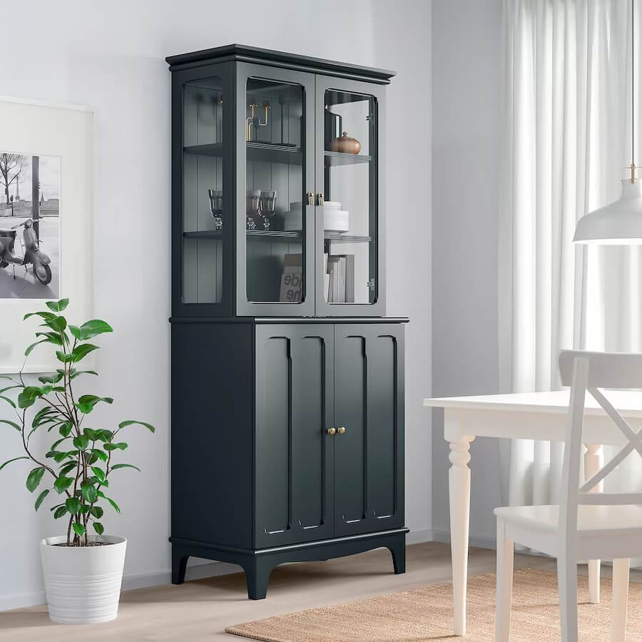 Ika LOMMARP cabinet with glass doors dark blue-green 86x199 cm