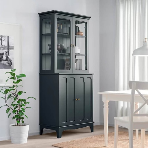 IKEA LOMMARP cabinet with glass doors dark blue-green 86x199 cm