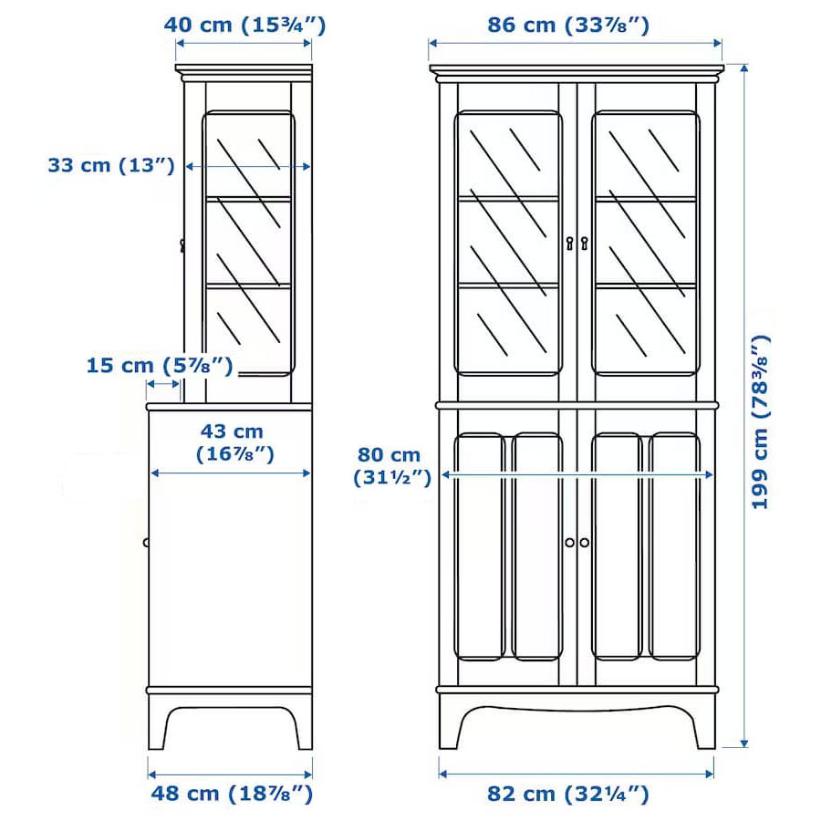 Ika LOMMARP cabinet with glass doors dark blue-green 86x199 cm