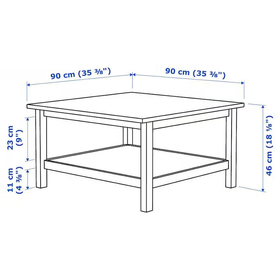 IKEA HEMNES Coffee Table White Stain-Light Brown 90X90 cm