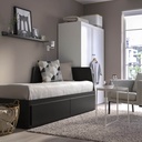 IKEA Flekke Day-Bed with 2 Drawers-2 Mattresses Black-Brown-ASVANG Firm