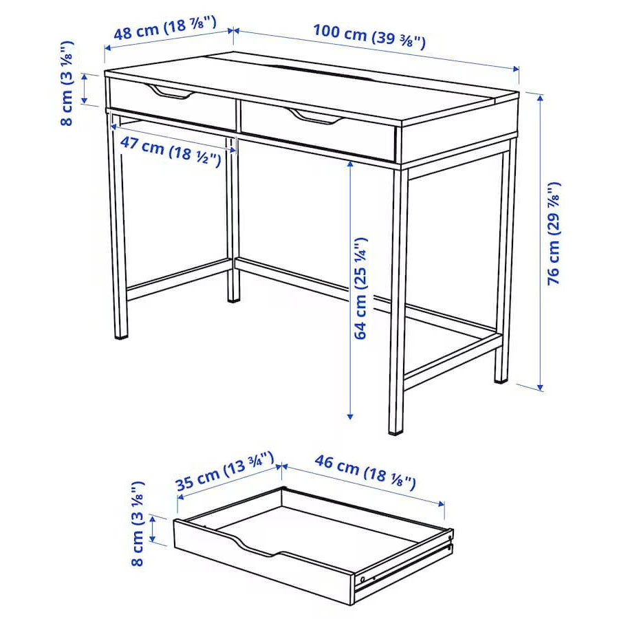 IKEA ALEX Desk White 100X48 cm