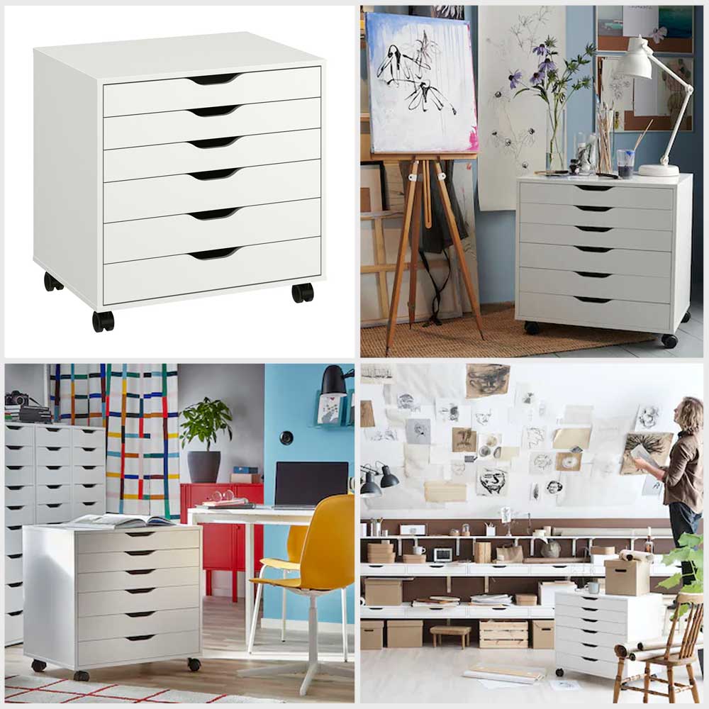 IKEA ALEX Drawer Unit on Castors White 67X66 cm