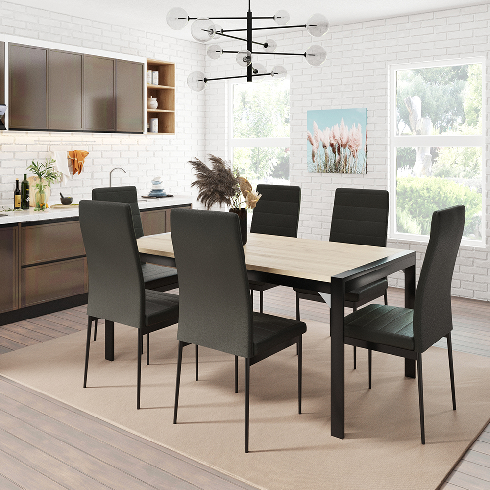 IDIYA KARIBA 1+6 Dining Set, Black