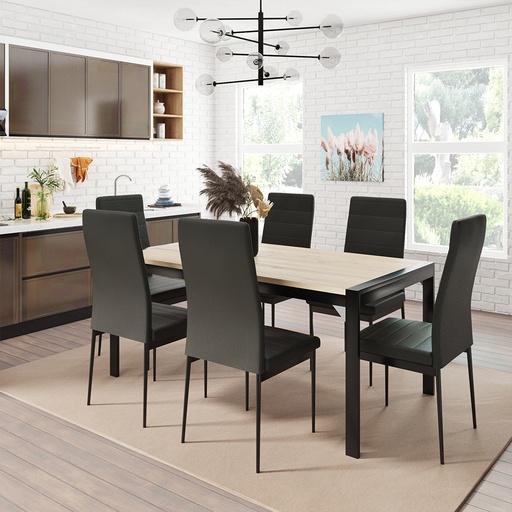 KARIBA 1+6 Dining Set, Black