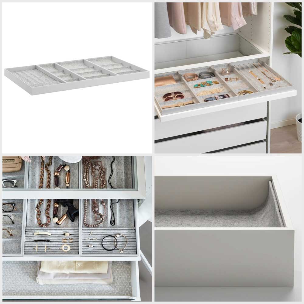 Ikea KOMPLEMENT Insert for pull-out tray, light grey 100x58 cm