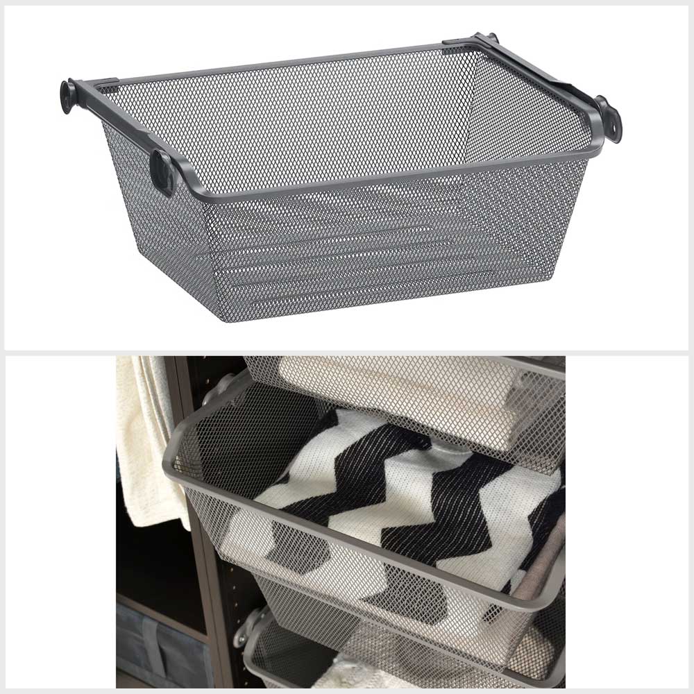 Ikea KOMPLEMENT Mesh basket with pull-out rail dark grey 50x35 cm