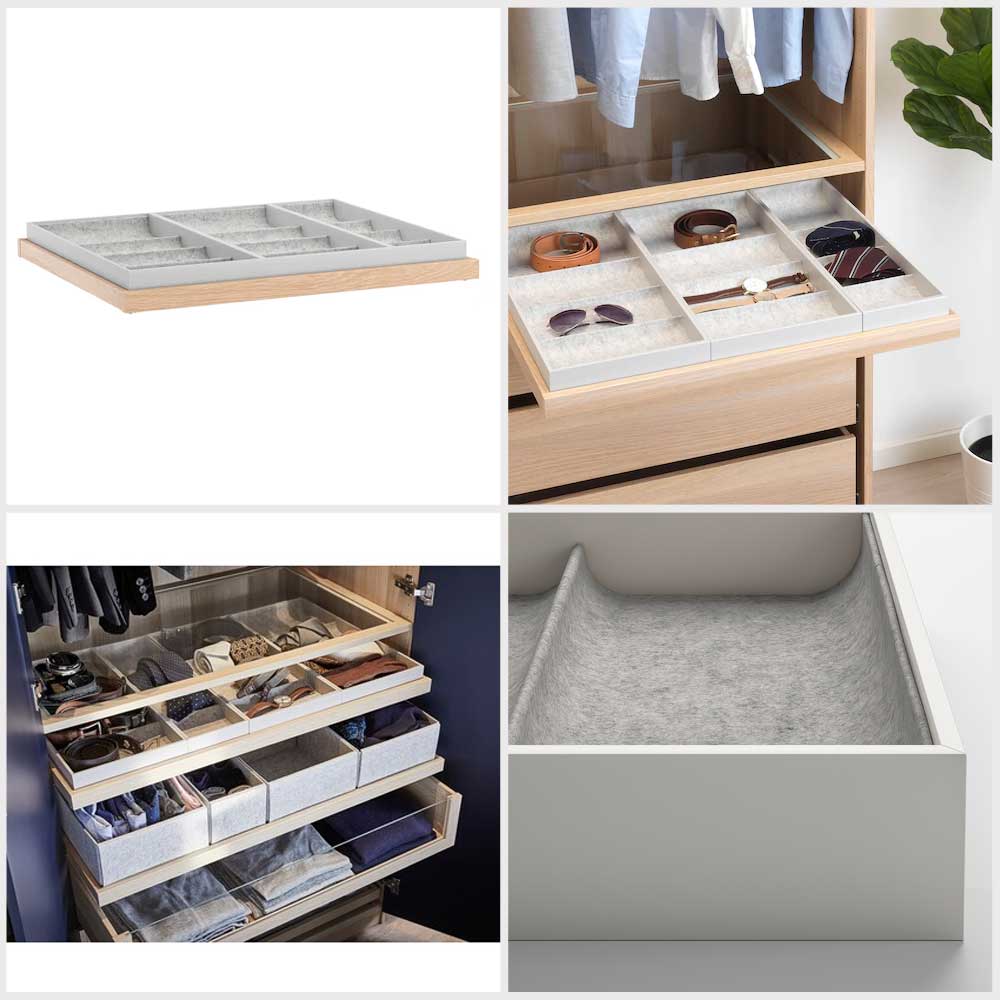 Ikea KOMPLEMENT Pull-out tray with insert, white stained oak effect 75x58 cm