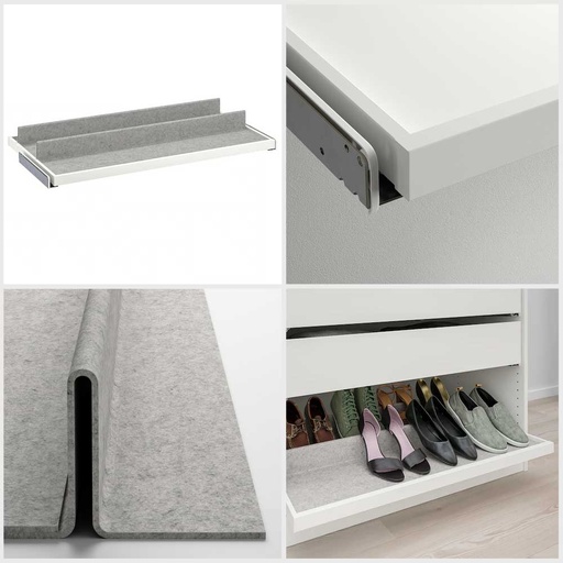 IKEA KOMPLEMENT Pull-out Tray with Shoe Insert, White-Light Grey 100X58 cm