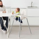 Antilop Highchair with Safety Belt, White, Silver-Colour