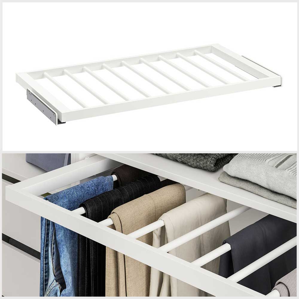 Ikea KOMPLEMENT Pull-out trouser hanger, white 100x58 cm