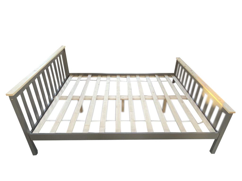 ELBERT Slat Queen Bed| Grey-Oak| Solid Pine Wood