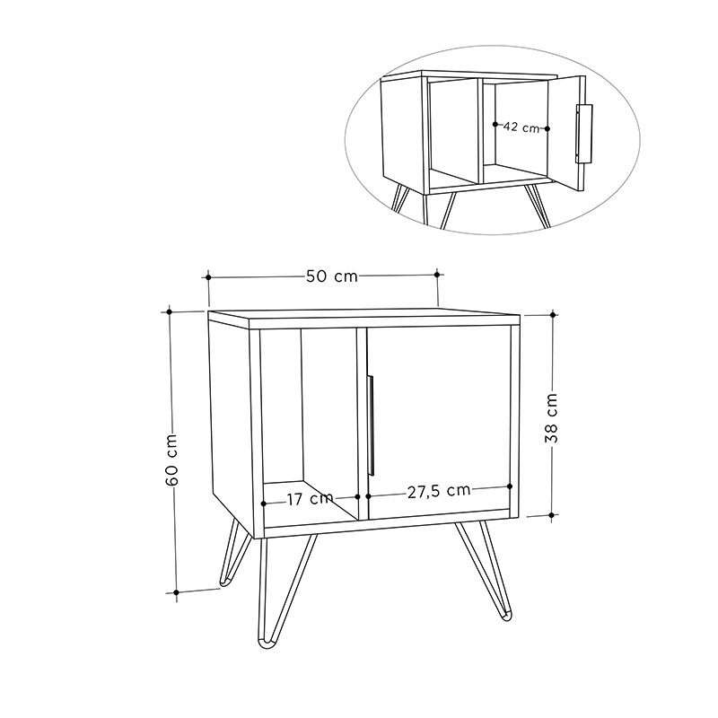 ANTIOCH BEDSIDE TABLE - LIGHT MOCHA - ANCIENT WHITE