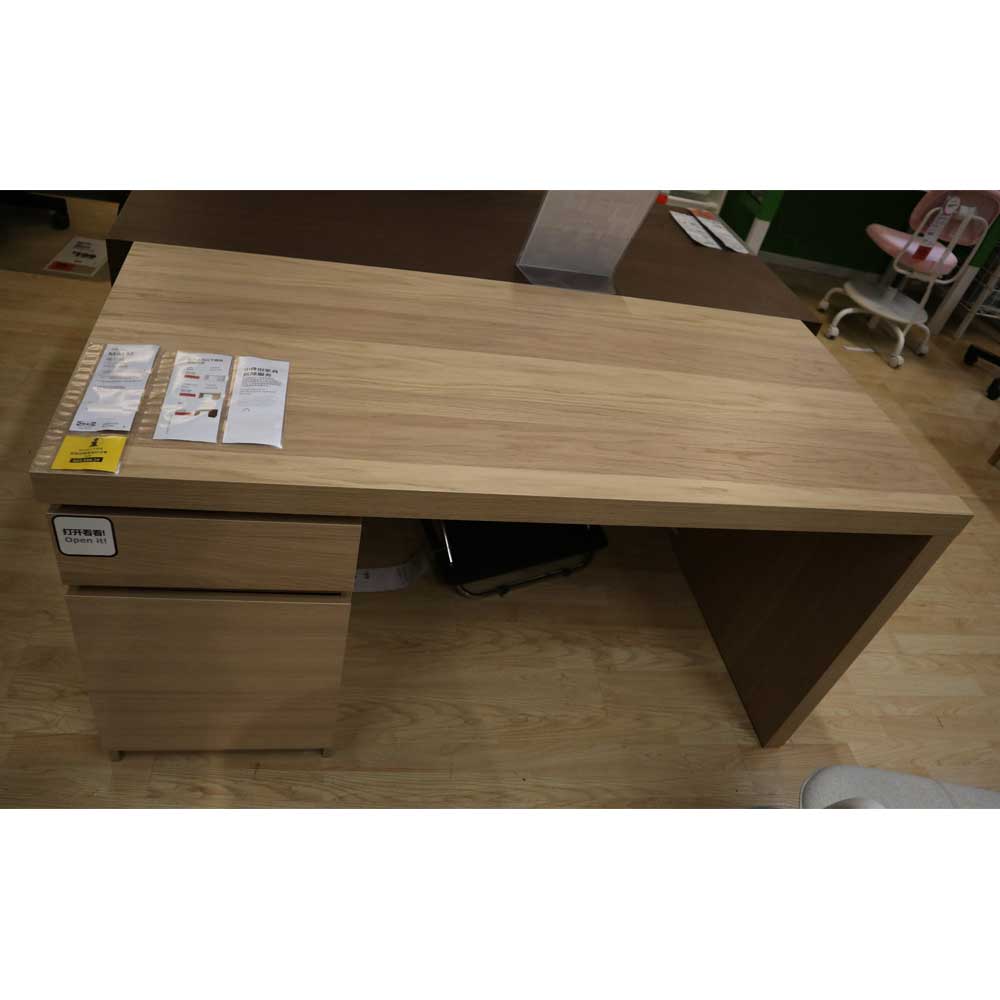 Ikea MALM Desk, white stained oak veneer 140x65 cm