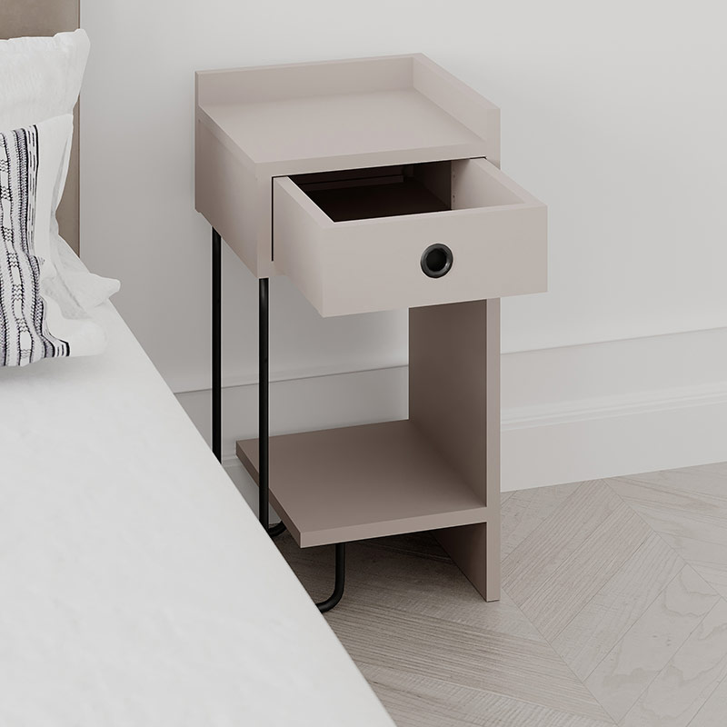 GLADSTONE NIGHTSTAND WITH DRAWER - WHITE