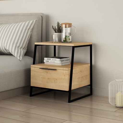 Agrı Nightstand With Drawer - Oak