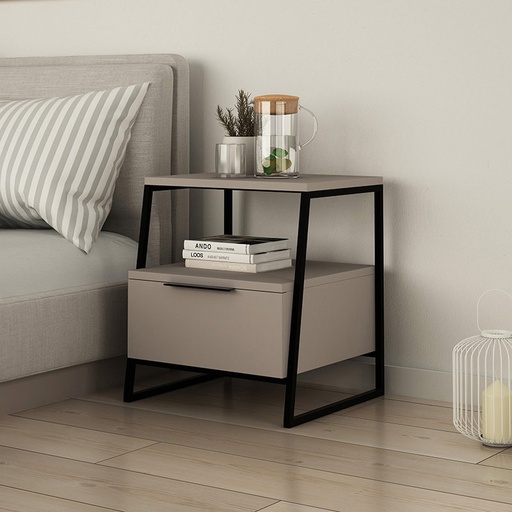 Agrı Nightstand With Drawer - Light Mocha