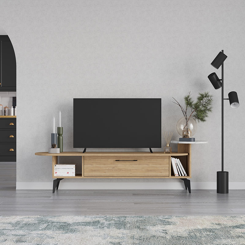 WHITEHORSE TV STAND - OAK - CARRARA