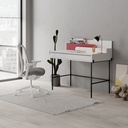 EVANSVILLE WORKING TABLE - WHITE - BURGUNDY