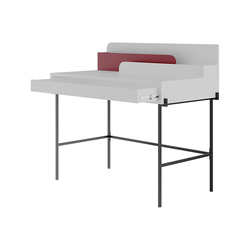 EVANSVILLE WORKING TABLE - WHITE - BURGUNDY