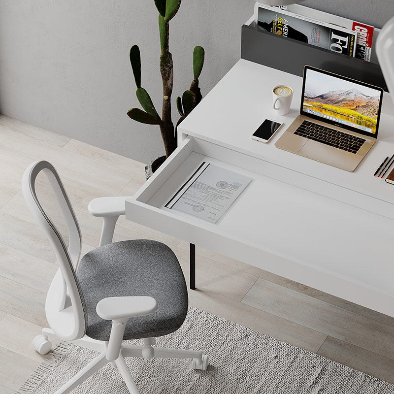 EVANSVILLE WORKING TABLE - WHITE - ANTHRACITE