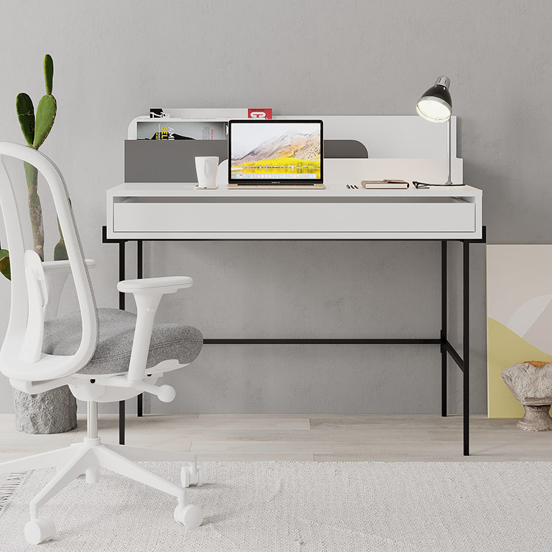 EVANSVILLE WORKING TABLE - WHITE - ANTHRACITE