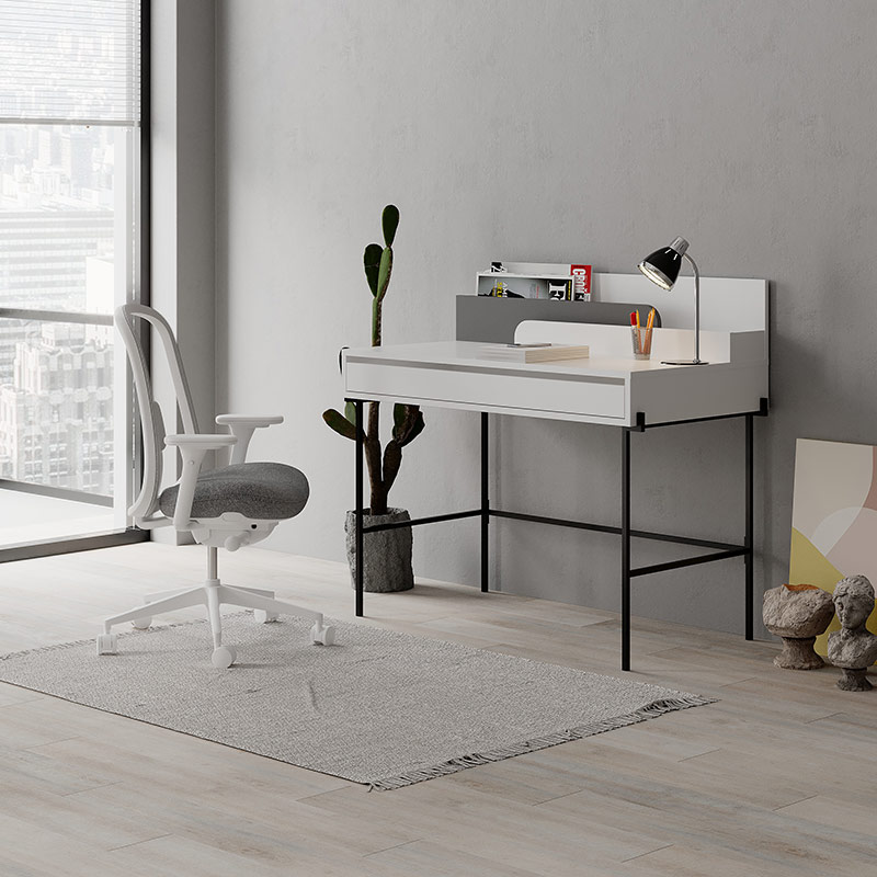 EVANSVILLE WORKING TABLE - WHITE - ANTHRACITE