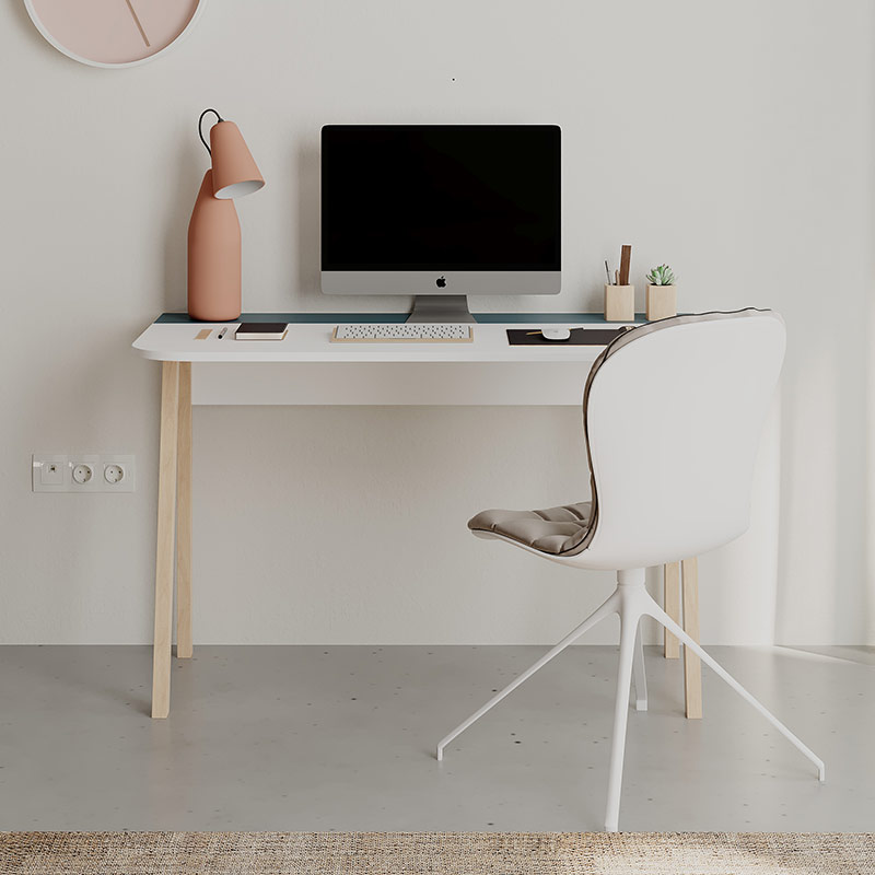 KENSEE DESK - WHITE - TURQUOISE