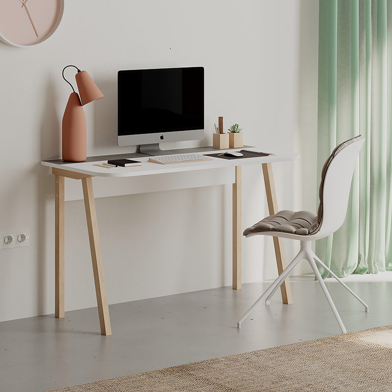 KENSEE DESK - WHITE - RETRO GREY