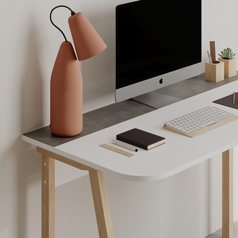 KENSEE DESK - WHITE - RETRO GREY