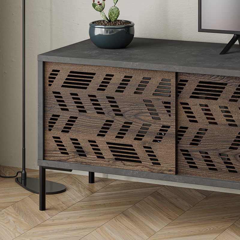 MERIDEN TV STAND - RETRO GREY